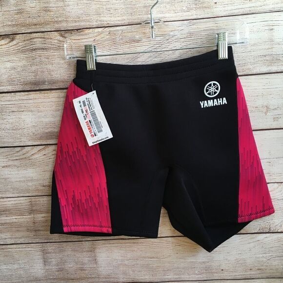 NEW WITH TAGS YAMAHA NEOPRENE RIDE SHORTS IN BLACK AND PINK - Picture 1 of 6